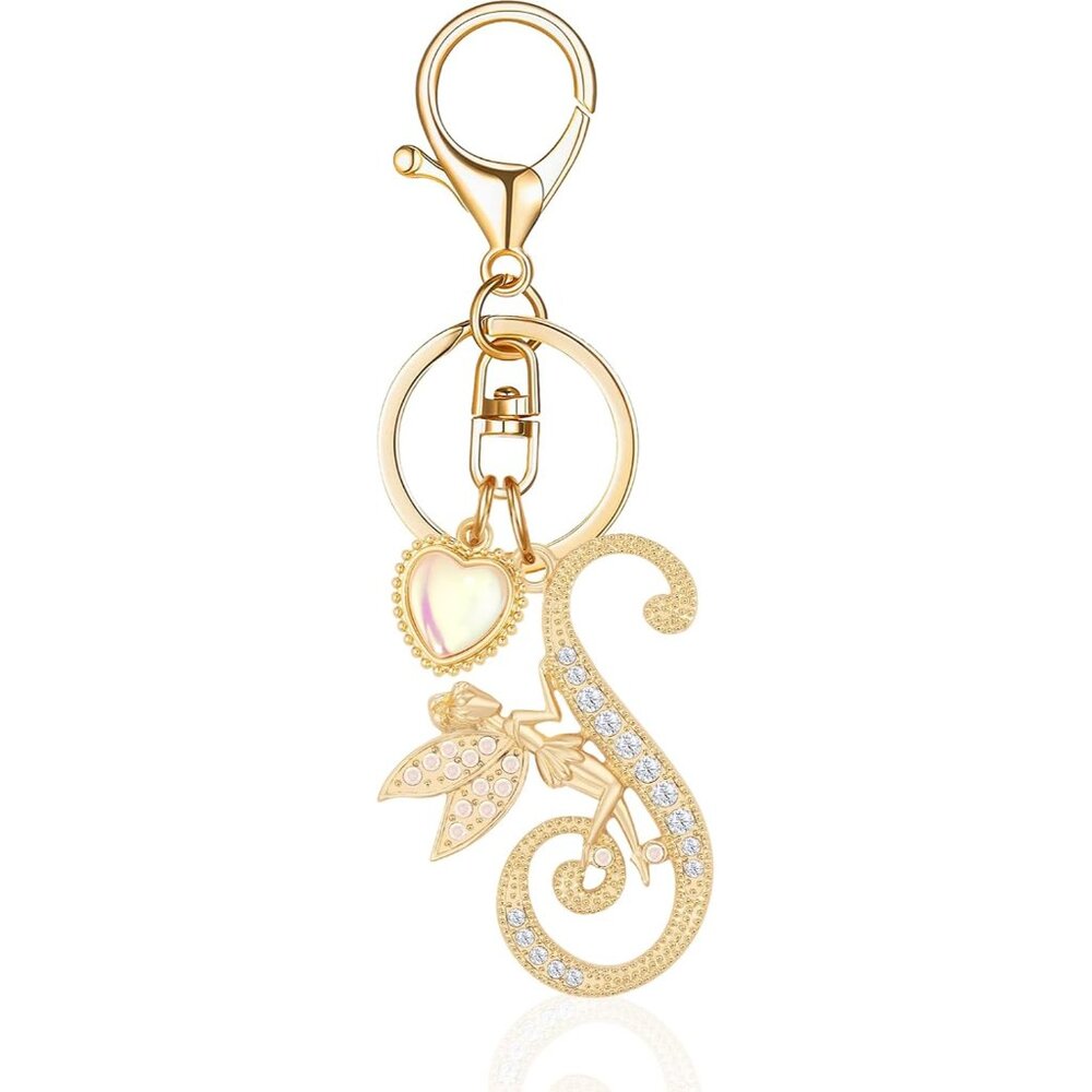 Personalized Gold Initial Keychain With Unique Fa… - image 1